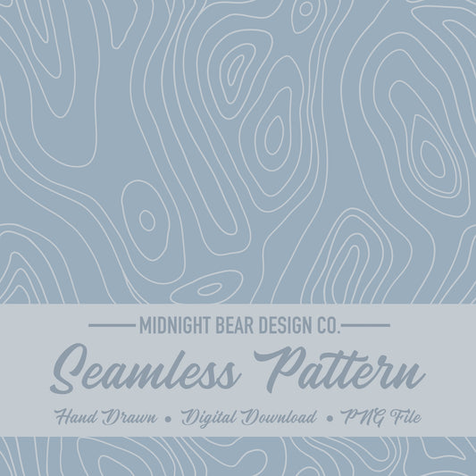 Fog Blue Topographic Map Seamless Pattern