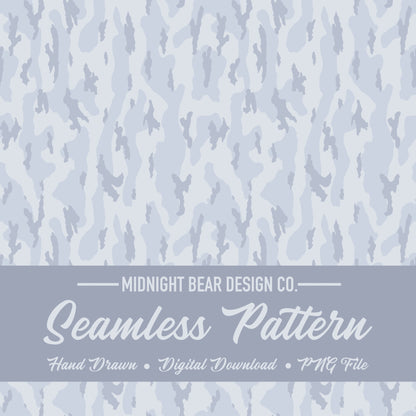 Bottomland Style Camo Seamless Pattern | Blue Grey Hunting Camouflage