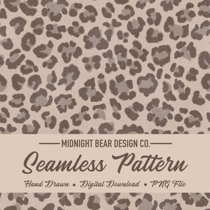 Neutral Leopard Print Seamless Pattern | Modern Taupe and Gray Animal Print Design | Minimal Safari Fabric, Wallpaper, Digital Paper