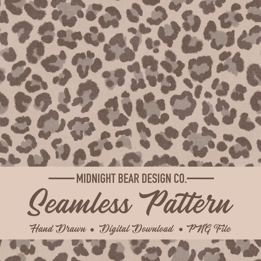 Neutral Leopard Print Seamless Pattern | Modern Taupe and Gray Animal Print Design | Minimal Safari Fabric, Wallpaper, Digital Paper
