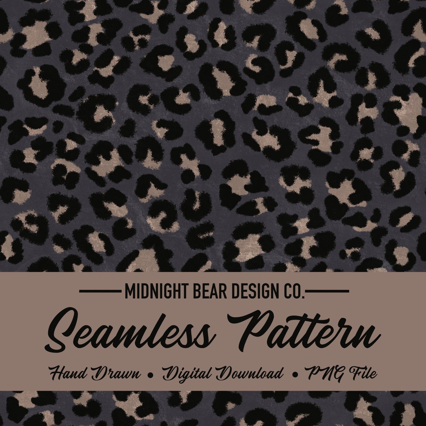 Black and Tan Leopard Print Seamless Pattern | Neutral Leopard Animal Print Design | Minimal Safari Fabric, Wallpaper, Digital Paper