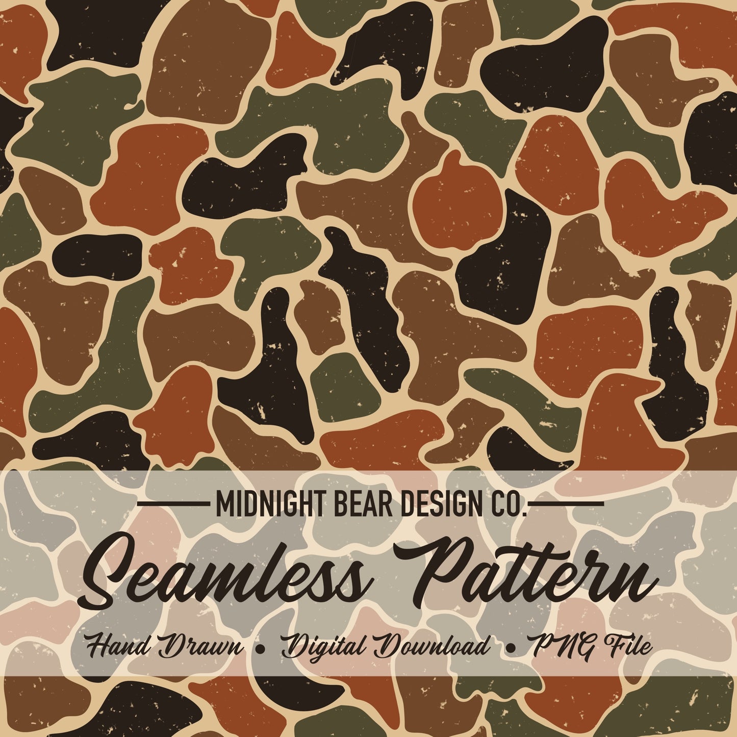Halloween Camo Seamless Pattern Harvest Orange Brown Olive Green