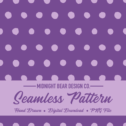 Inky Polka Dot Seamless Pattern, Hand Drawn Lilac Digital Paper, Modern Polka Dot Fabric, Imperfect Dot Scrapbook Background, PNG Download