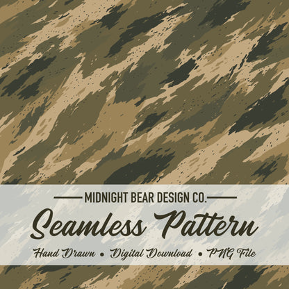 Wind Blown Marsh Camo Seamless Pattern Olive Green