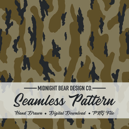 Bottomland Marsh Green Camo Seamless Pattern