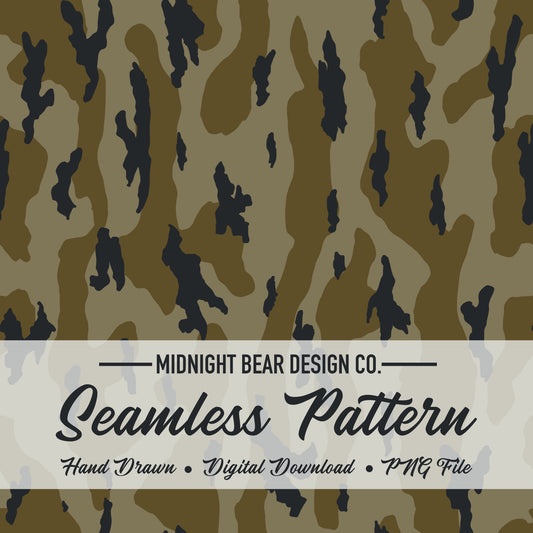 Bottomland Marsh Green Camo Seamless Pattern