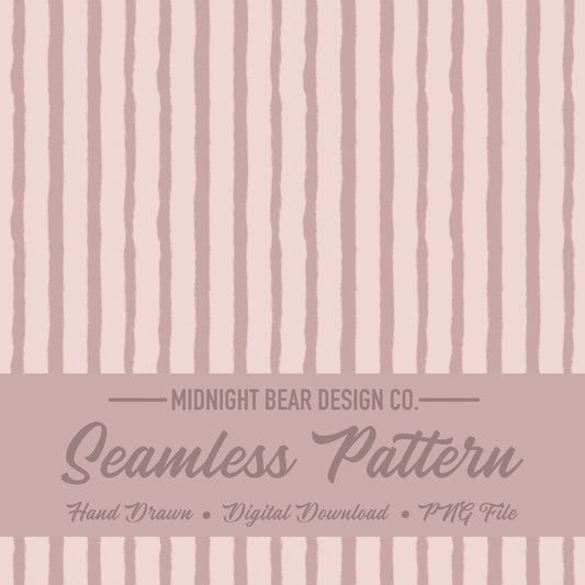 Soft Watercolor Stripe Seamless Pattern | Mauve Vertical Stripe | Minimal Hand-Painted Background, Blush Pink Background, Fabric, Scrapbook