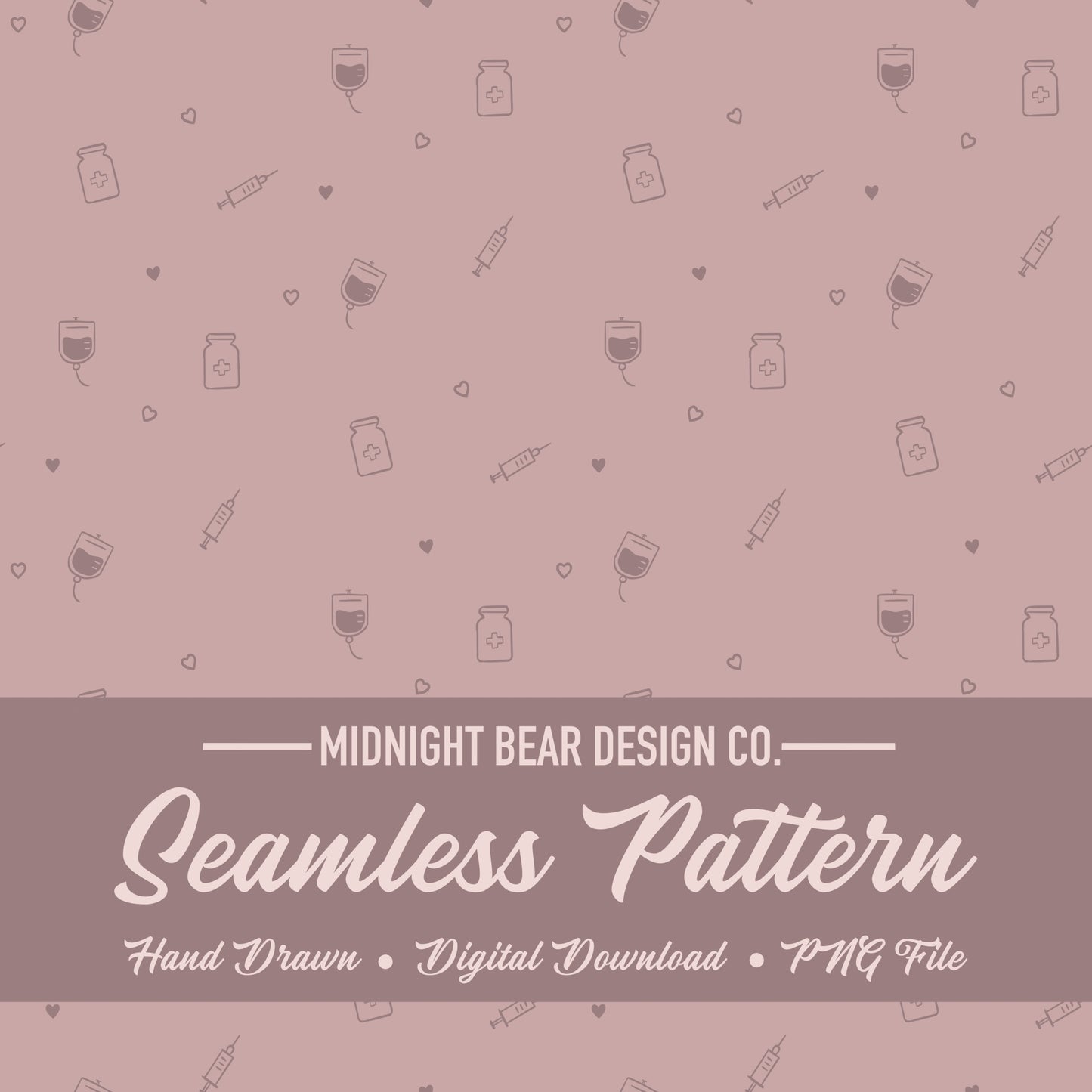 Nurse Icon Seamless Pattern | Medical Micro Scatter Design | Mauve Pink Nursing Appreciation Pattern, RN coordinate pattern, nurse fabric