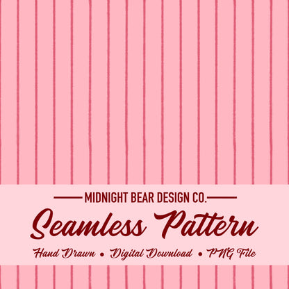 Pink Watercolor Stripe Seamless Pattern, Soft Hand Drawn Line Art Design, Coquette Fabric, Wallpaper, Digital Paper, Scrapbook