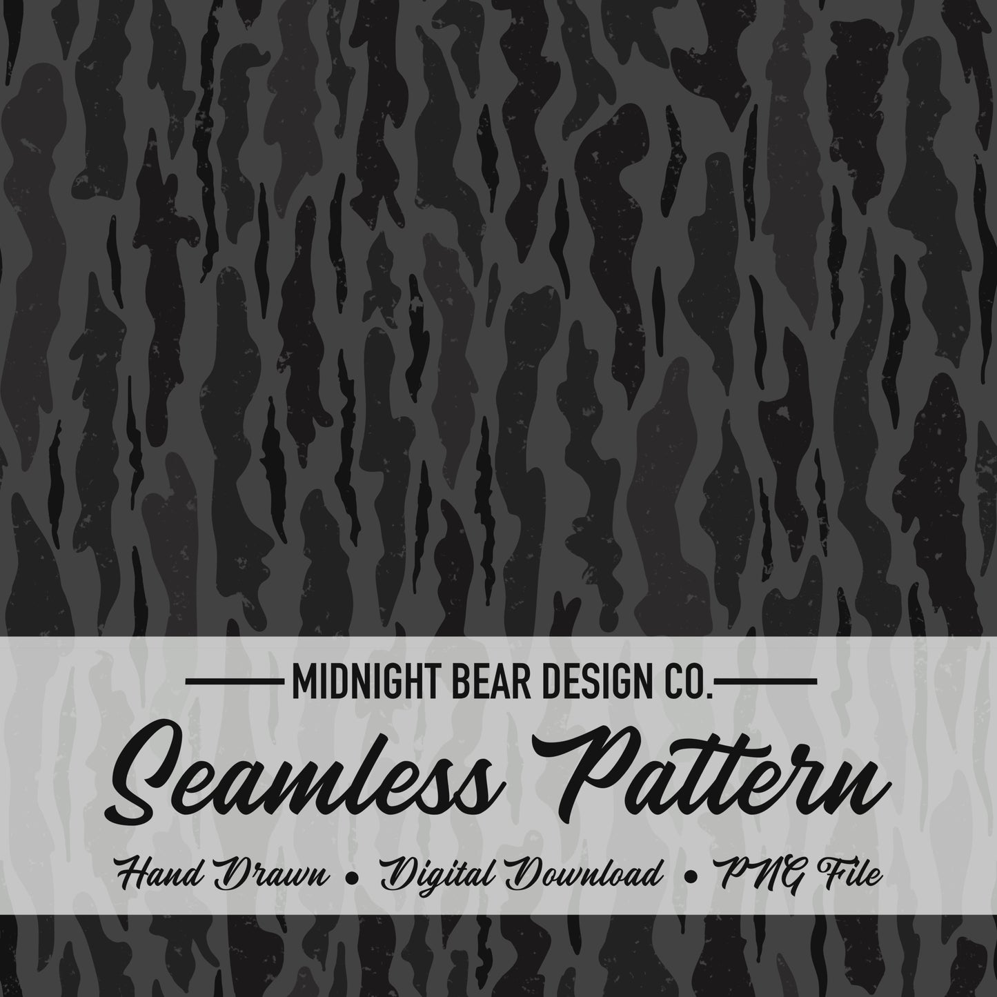 Bark Camo Seamless Pattern Midnight Black and Gray