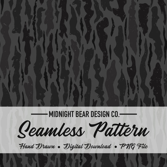 Bark Camo Seamless Pattern Midnight Black and Gray