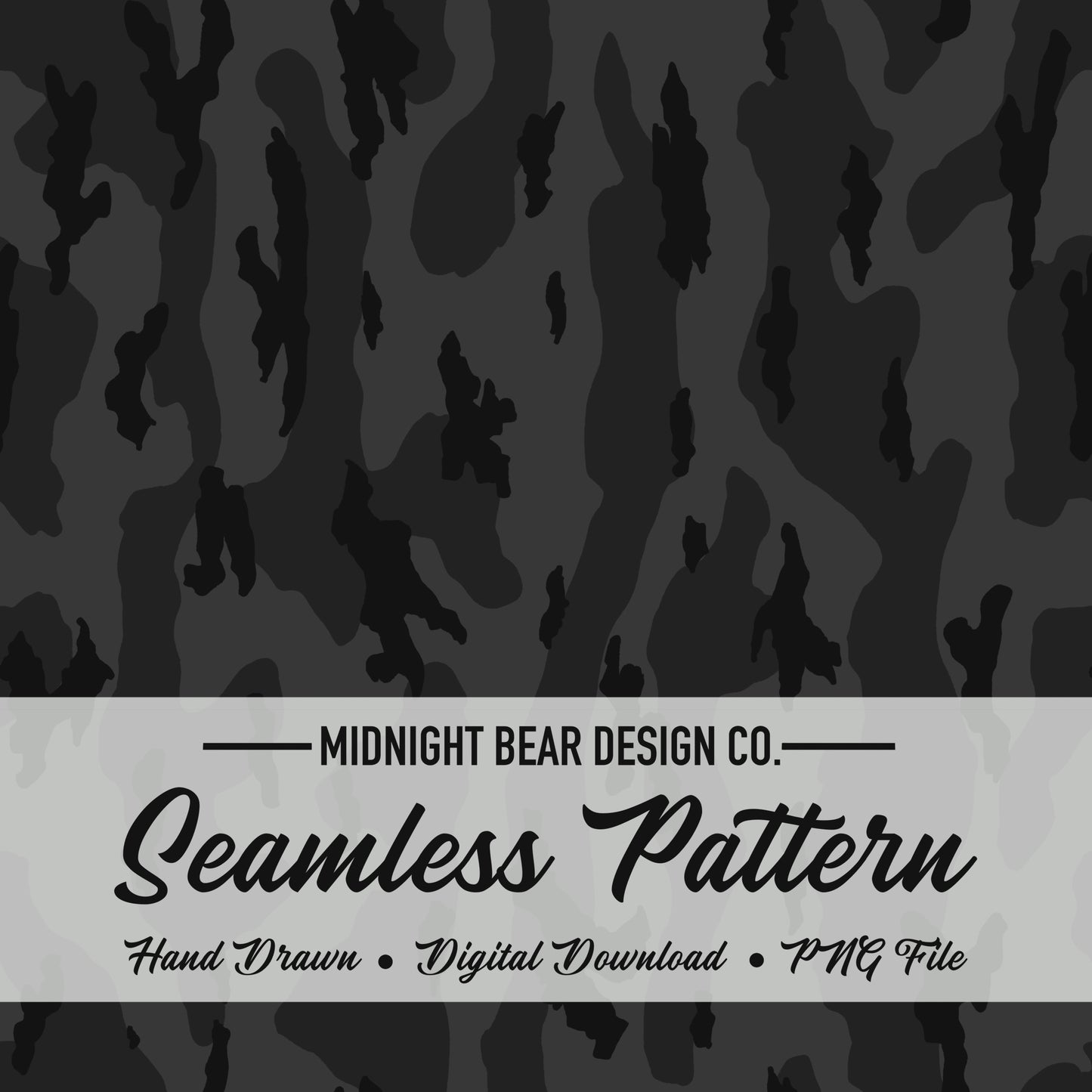 Bottomland Camo Seamless Pattern Midnight Black and Charcoal