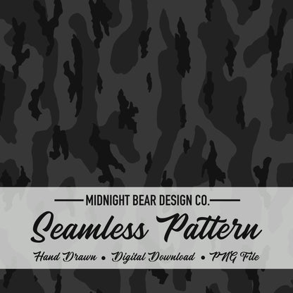 Bottomland Camo Seamless Pattern Midnight Black and Charcoal