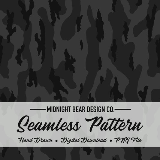 Bottomland Camo Seamless Pattern Midnight Black and Charcoal