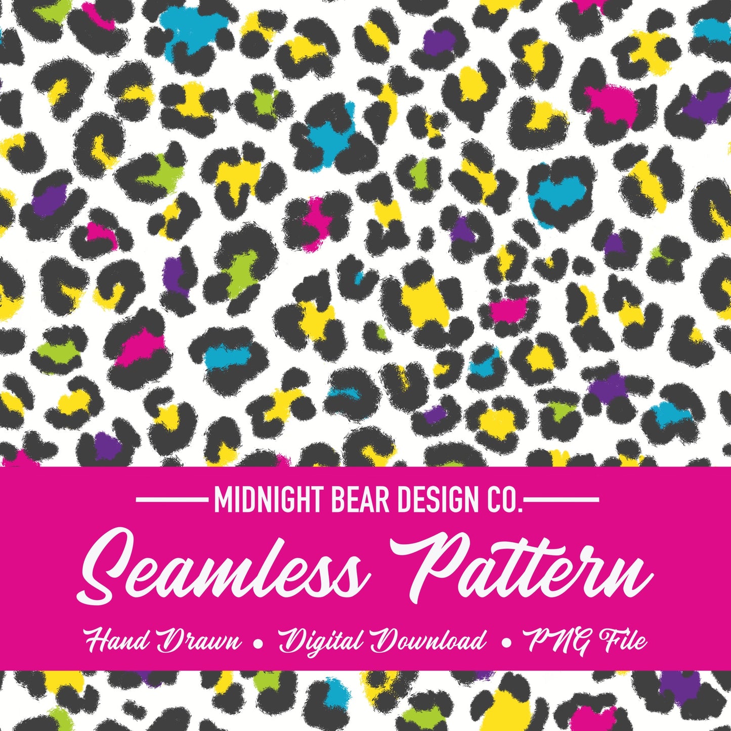 Neon Rainbow Leopard Seamless Pattern