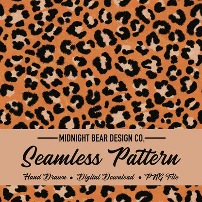 Orange Leopard Print Seamless Pattern | Bold Leopard Fabric Animal Print Design | Minimal Safari Fabric, Wallpaper, Digital Paper