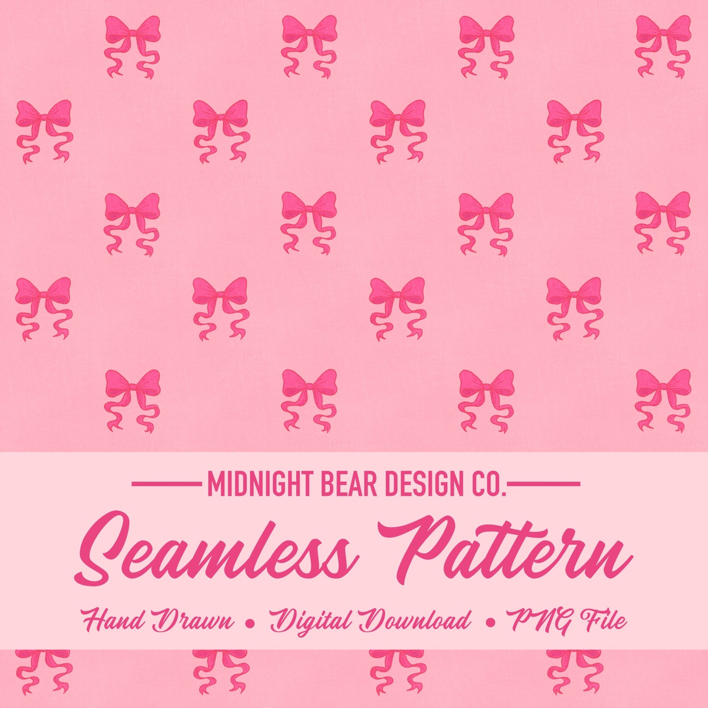Pink Bow Seamless Pattern, Coquette Ribbon Design on Cream Background, Feminine Fabric, Wallpaper, Digital Paper, Girly Bows