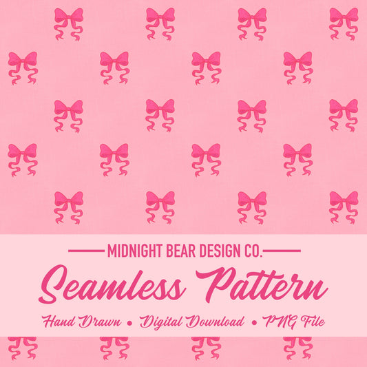 Pink Bow Seamless Pattern, Coquette Ribbon Design on Cream Background, Feminine Fabric, Wallpaper, Digital Paper, Girly Bows
