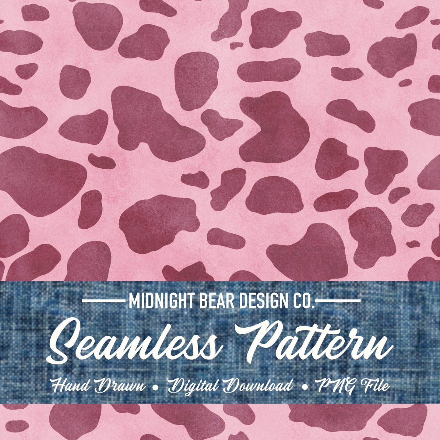 Pink Cow Print Seamless Pattern | Pink Animal Print Farmhouse