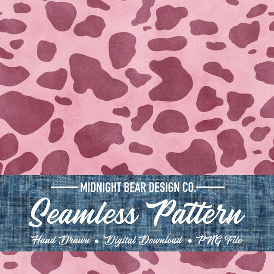 Pink Cow Print Seamless Pattern | Pink Animal Print Farmhouse