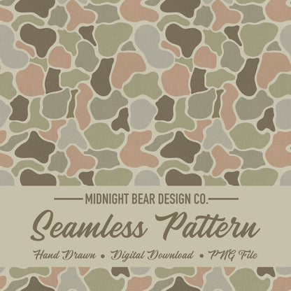 Pink & Sage Duck Camo Seamless Pattern, Vintage Hunting Camouflage Design, Fabric, Wallpaper, Digital Paper, Sublimation, Old School Camo