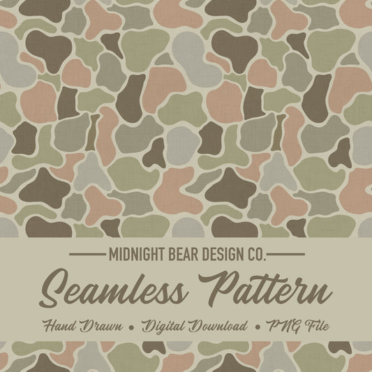 Pink & Sage Duck Camo Seamless Pattern, Vintage Hunting Camouflage Design, Fabric, Wallpaper, Digital Paper, Sublimation, Old School Camo