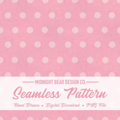 Classic Retro Pink Polka Dot Seamless Pattern Subtle Texture, Hand Drawn Coquette Digital Paper, Modern Polka Dot Fabric, Scrapbook, PNG