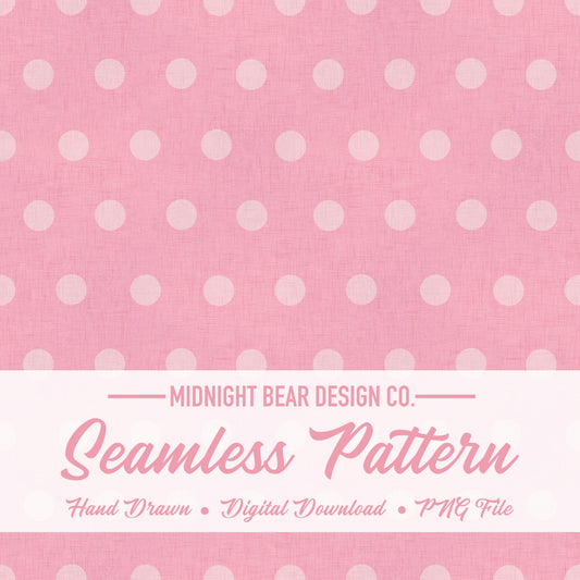 Classic Retro Pink Polka Dot Seamless Pattern Subtle Texture, Hand Drawn Coquette Digital Paper, Modern Polka Dot Fabric, Scrapbook, PNG