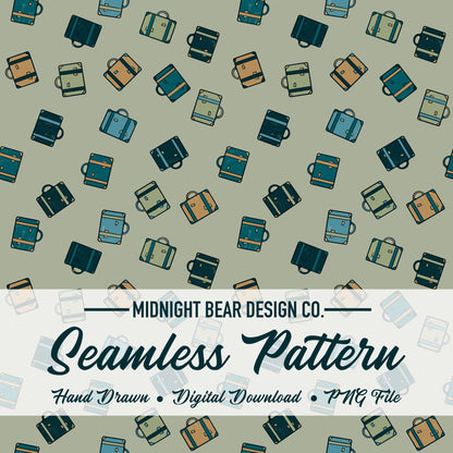 Vintage Suitcase Seamless Pattern, Retro Travel Bag Design, Adventure Fabric, Wallpaper, Digital Paper, Scrapbook, Luggage pattern