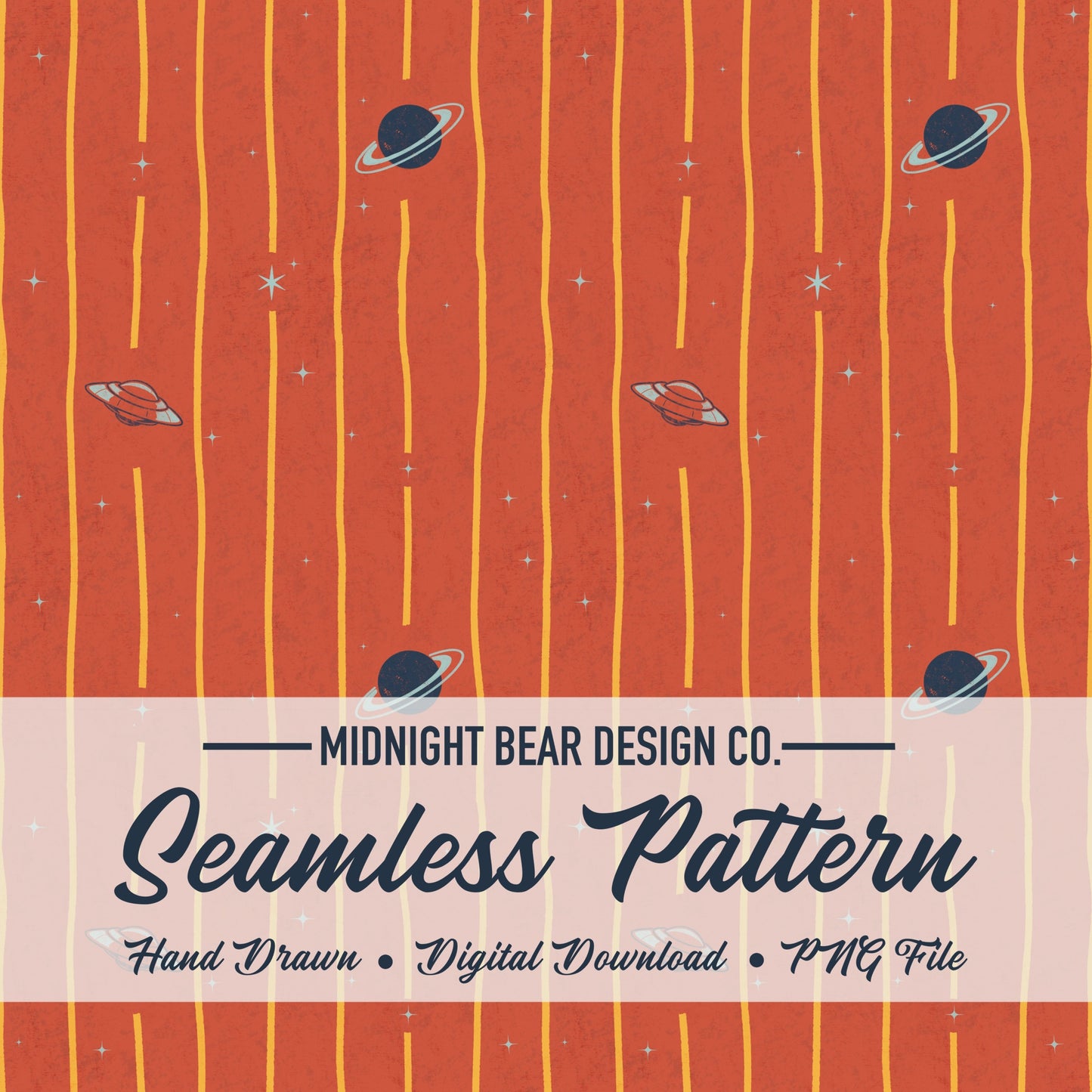 Retro Space Stripe Seamless Pattern Orange