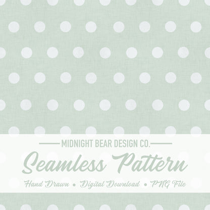 Classic Retro Sage Green Polka Dot Seamless Pattern Subtle Texture, Hand Drawn Digital Paper, Modern Polka Dot Fabric, Scrapbook, PNG