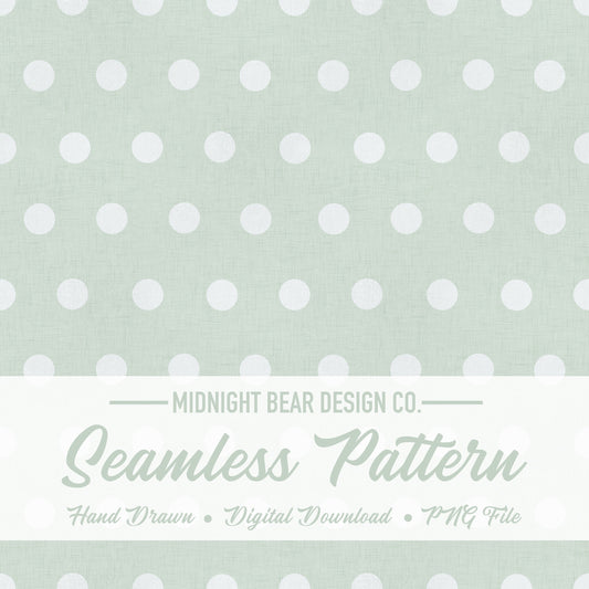 Classic Retro Sage Green Polka Dot Seamless Pattern Subtle Texture, Hand Drawn Digital Paper, Modern Polka Dot Fabric, Scrapbook, PNG