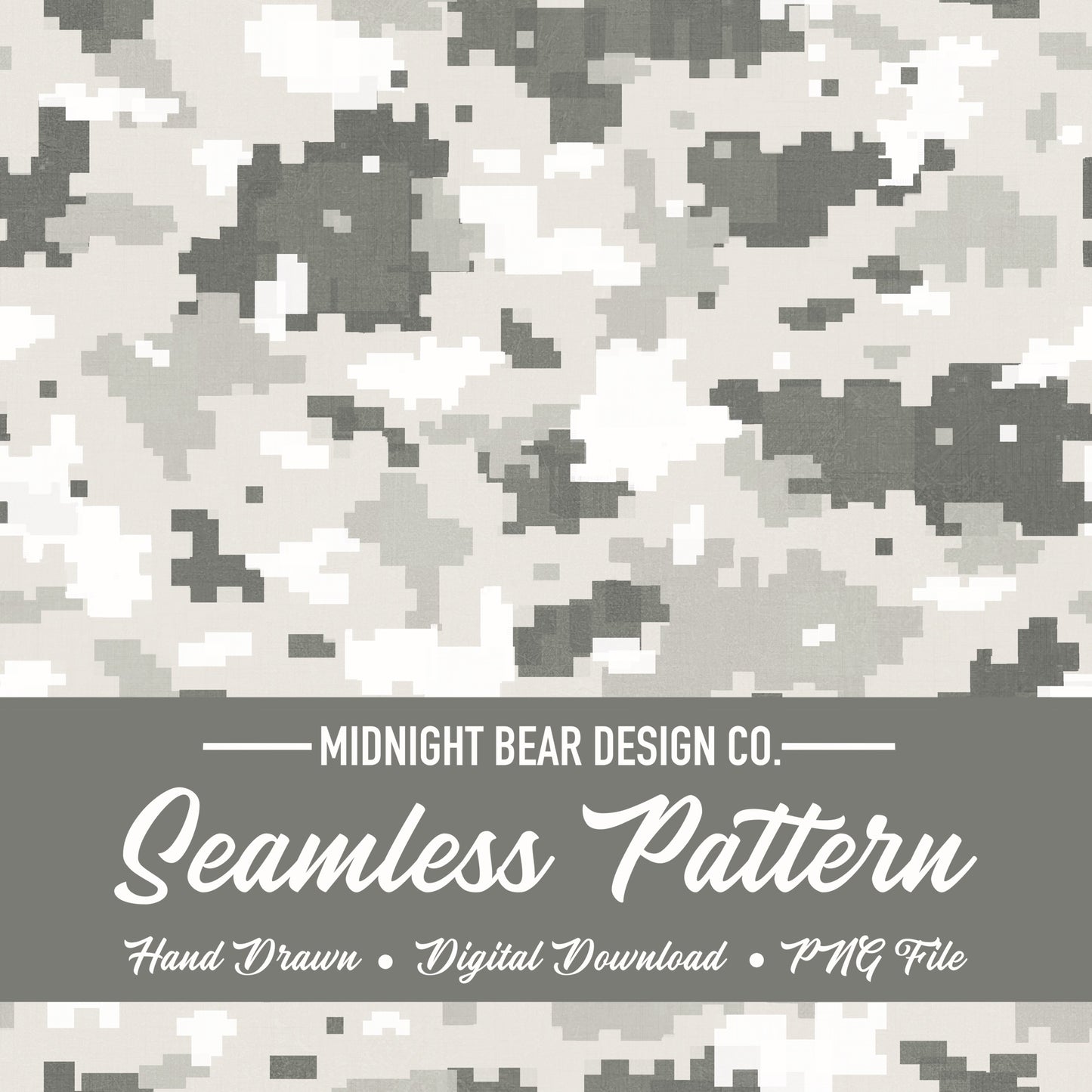 Snow Digital Camo Seamless Pattern | Winter Pixel Camouflage | Military Style Digital Camouflage for Fabric, Crafts, MARPAT, hunting