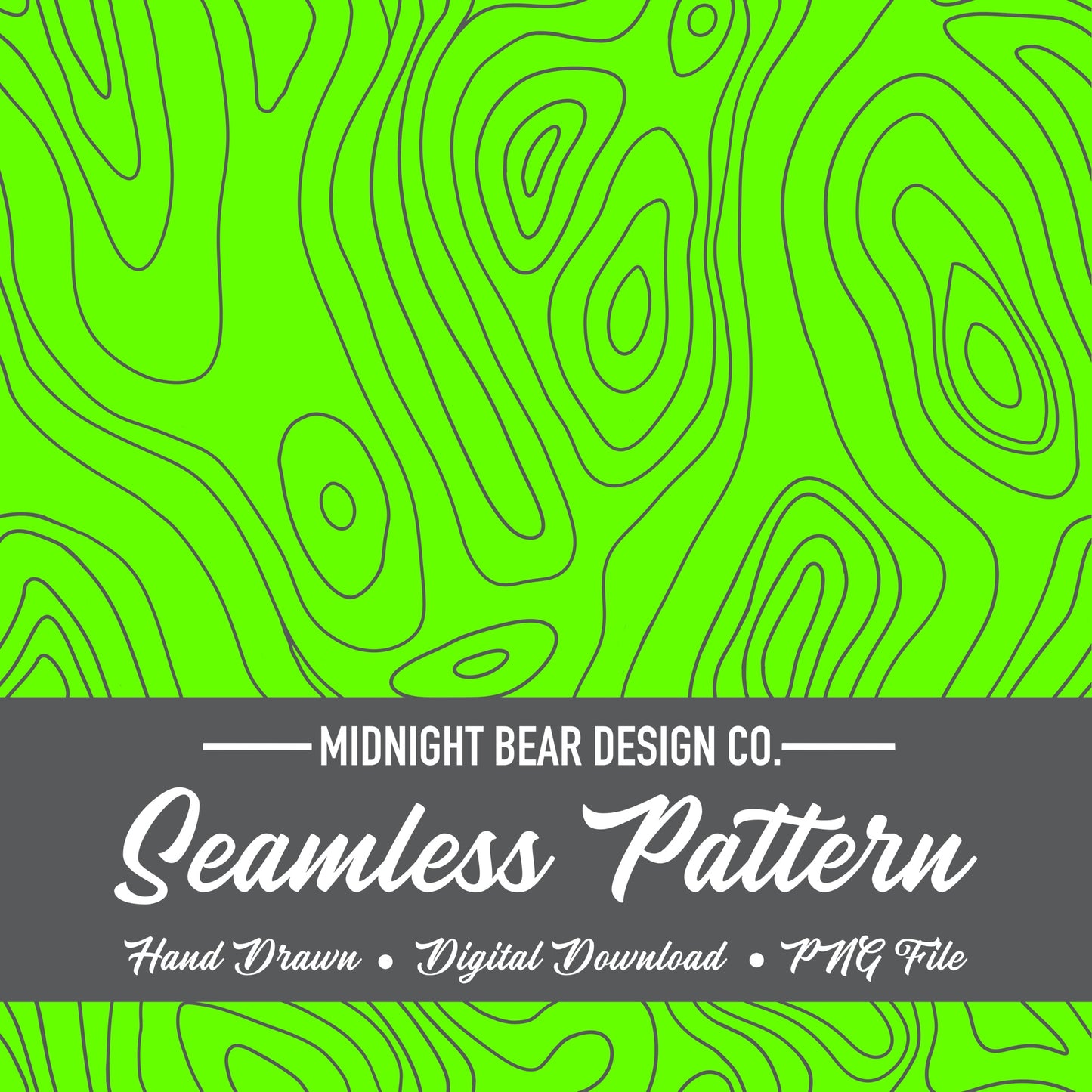 High Visibility Green Topographic Map Seamless Pattern