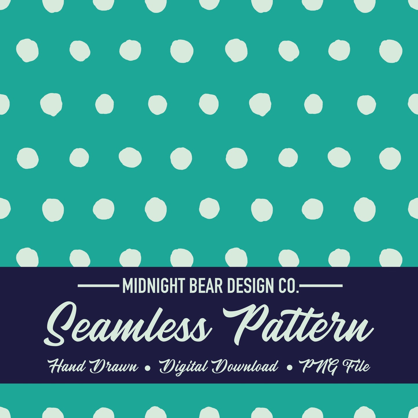 Teal Inky Polka Dot Seamless Pattern