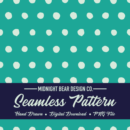 Teal Inky Polka Dot Seamless Pattern