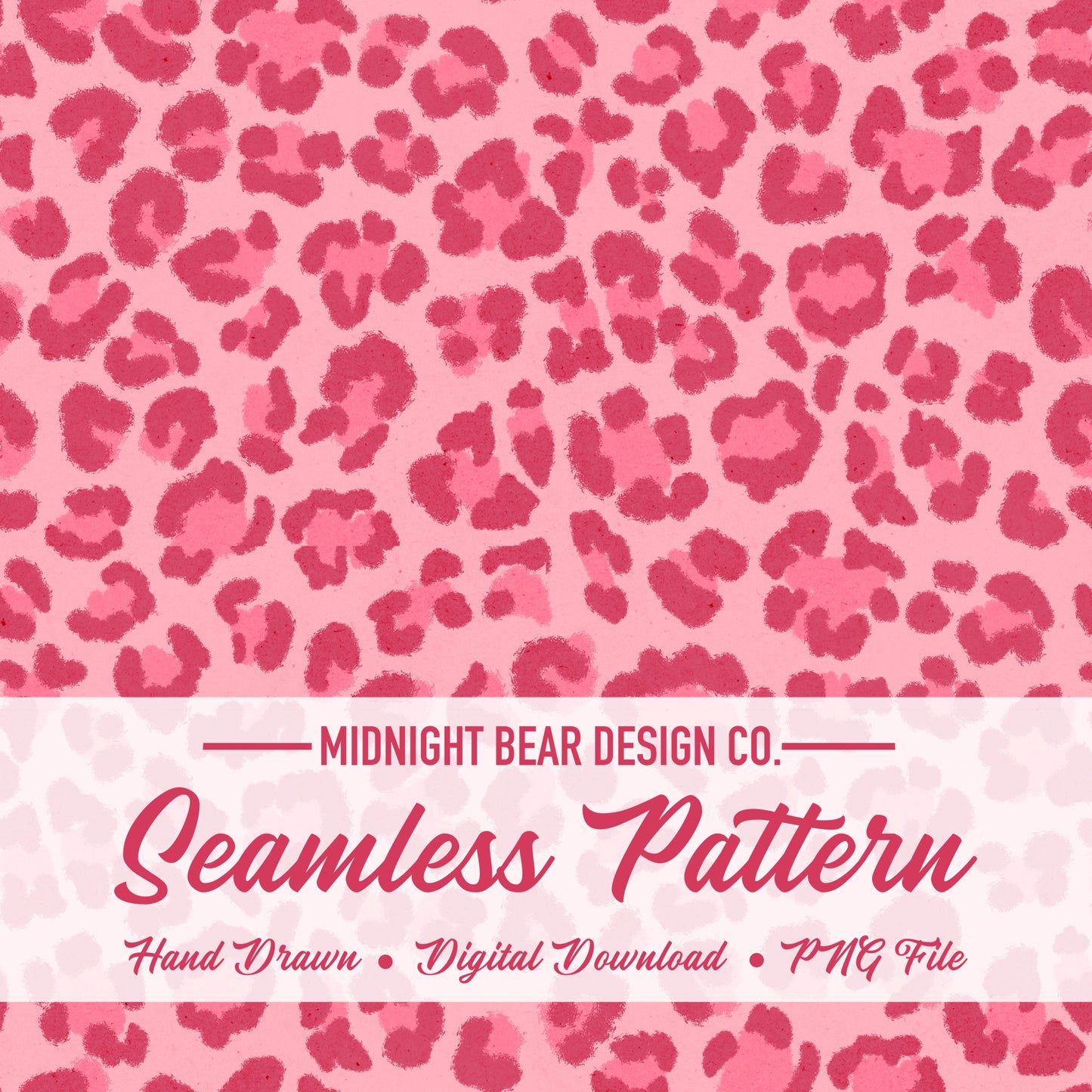 Pink Leopard Print Seamless Pattern | Hot Pink Animal Print Digital Paper, Coquette Fabric, Digital Scrapbook, Hand Drawn, PNG Download