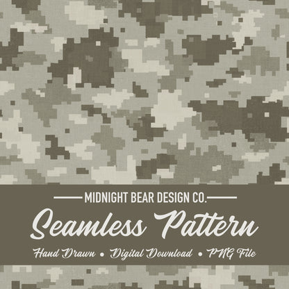 Urban Grey Digital Camo Seamless Pattern | Pixel Camouflage | Military Style Digital Camouflage for Fabric, Crafts, MARPAT, hunting