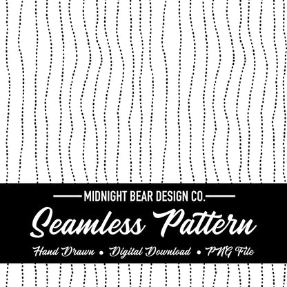 Black Dashed Stripe Seamless Pattern | Hand Drawn Wavy Dash Lines | Minimal Modern Stripe Pattern Fabric, Wrapping Paper, PNG, Background