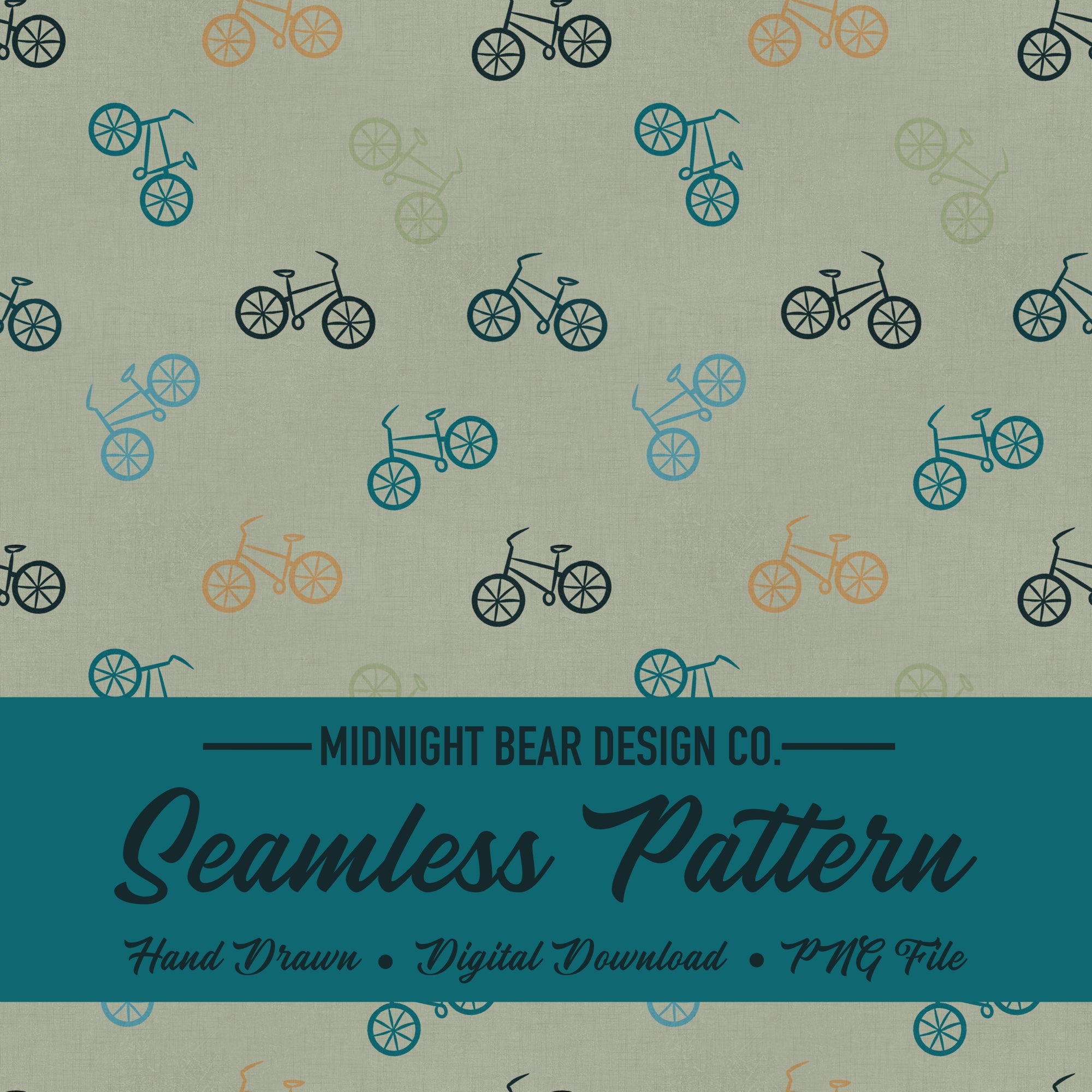 Bicycle Doodle Seamless Pattern, Retro Bike Line Art Design, Adventure ...