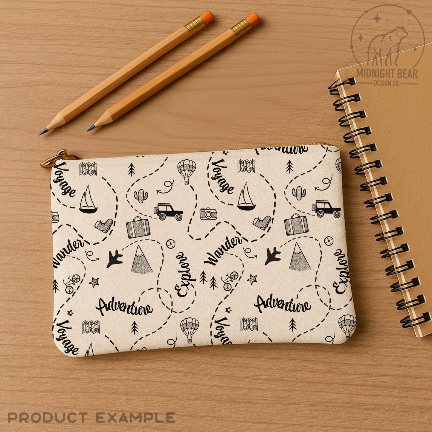 Adventure Doodle Seamless Pattern | Travel Digital Paper, Wanderlust Fabric Design, Explore & Voyage Scrapbook Background, Hand drawn