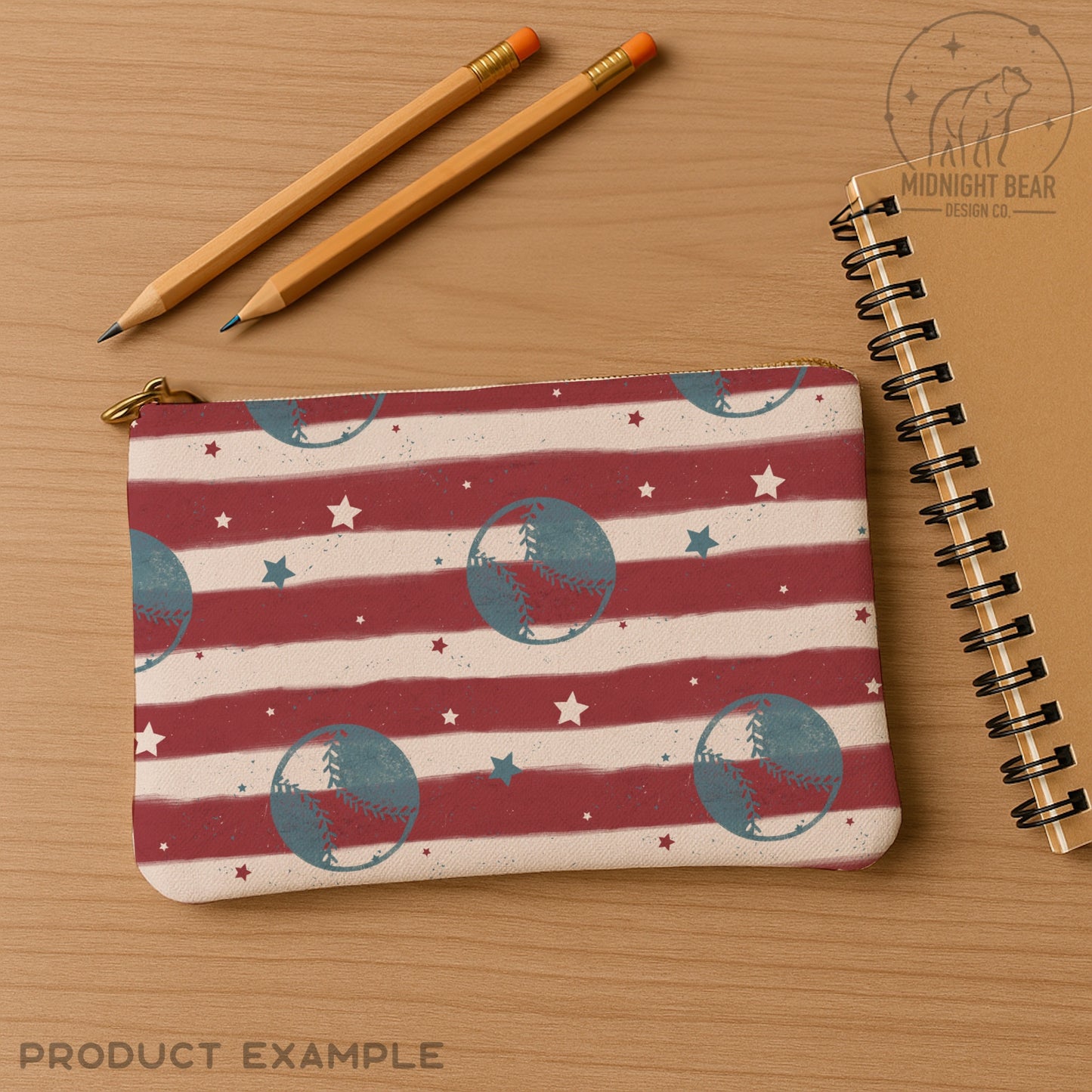 Patriotic Americana Baseball Seamless Pattern