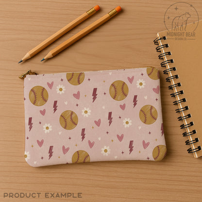 Retro Grunge Softball Seamless Pattern Pink Coquette
