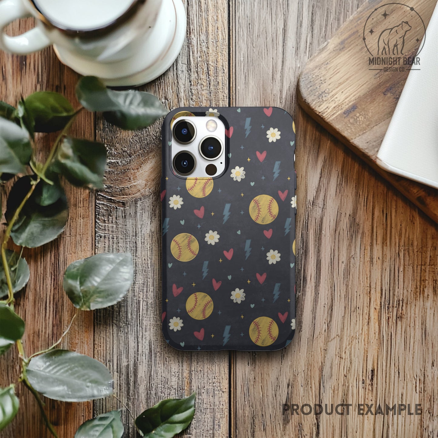 Retro Grunge Softball Seamless Pattern Navy
