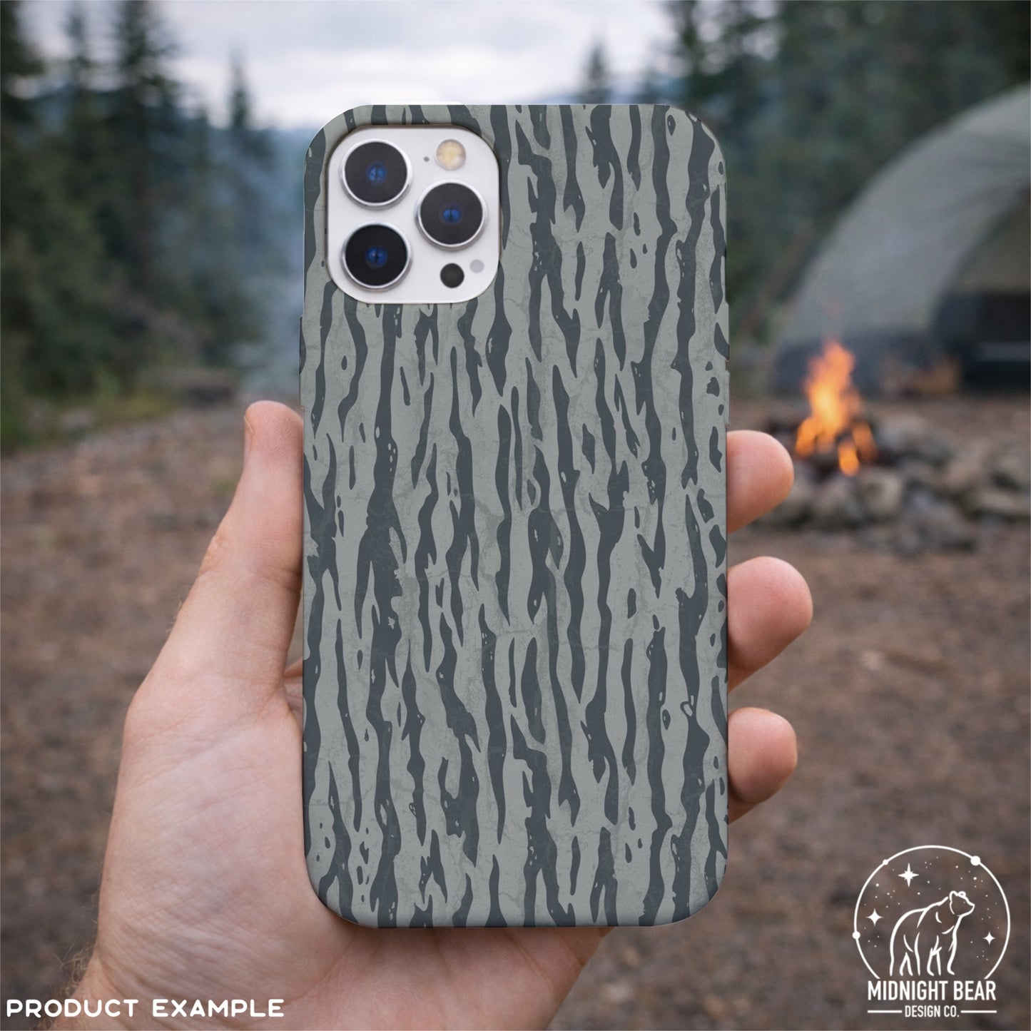 Blue Smoke Bark Camo Seamless Pattern