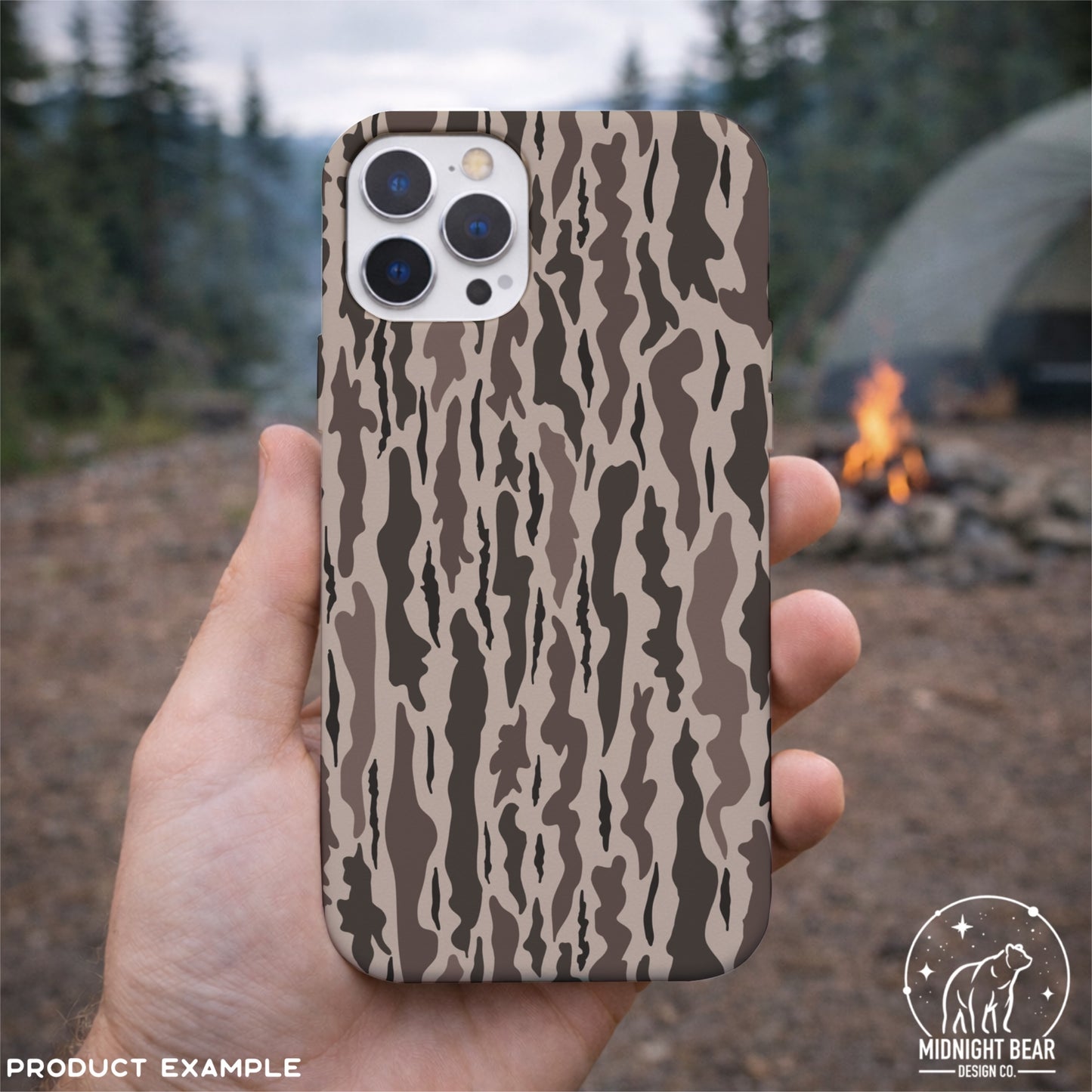Brown Bark Camo Seamless Pattern, Timber Woodland Camouflage