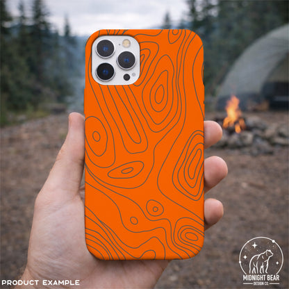 High Visibility Orange Topographic Map Seamless Pattern