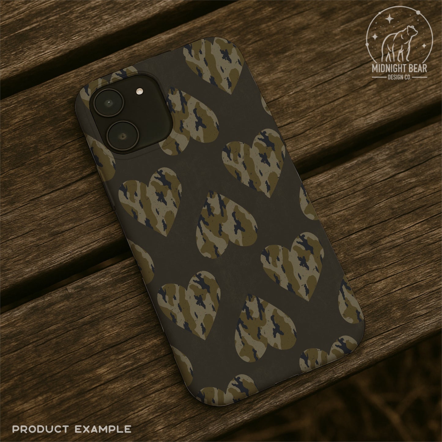 Camo Heart Seamless Pattern Everglade Green