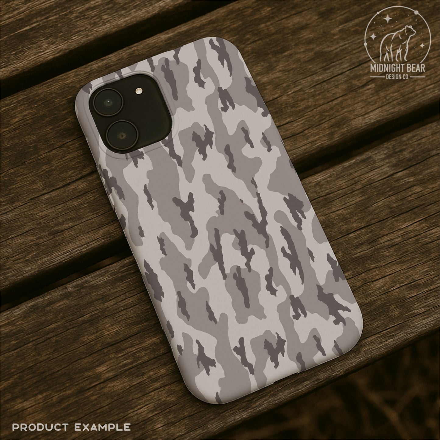 Bottomland Style Camo Seamless Pattern | Grey Neutral Hunting Camouflage
