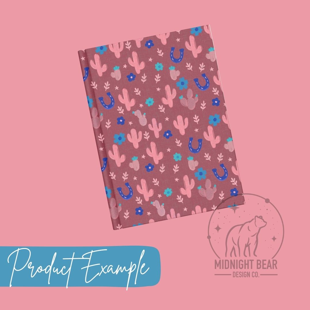 Ditsy Cactus Pink and Blue Seamless Pattern Instant Digital Download